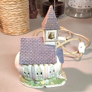 Department 56 Chapel with Blue Roof and Cream Walls